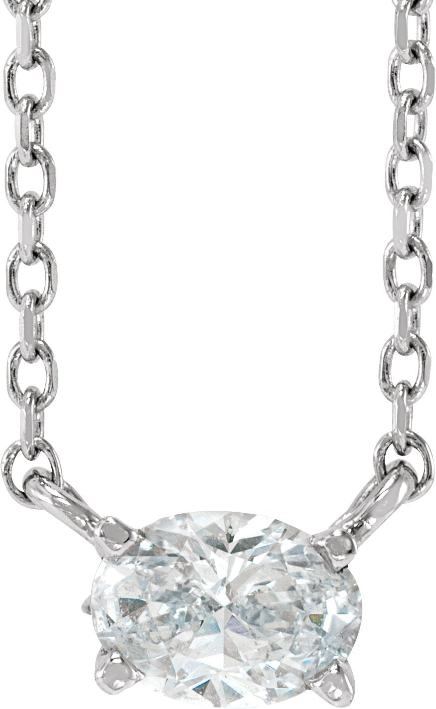 1/2 Ctw Oval Lab-Grown Diamond Solitaire Necklace