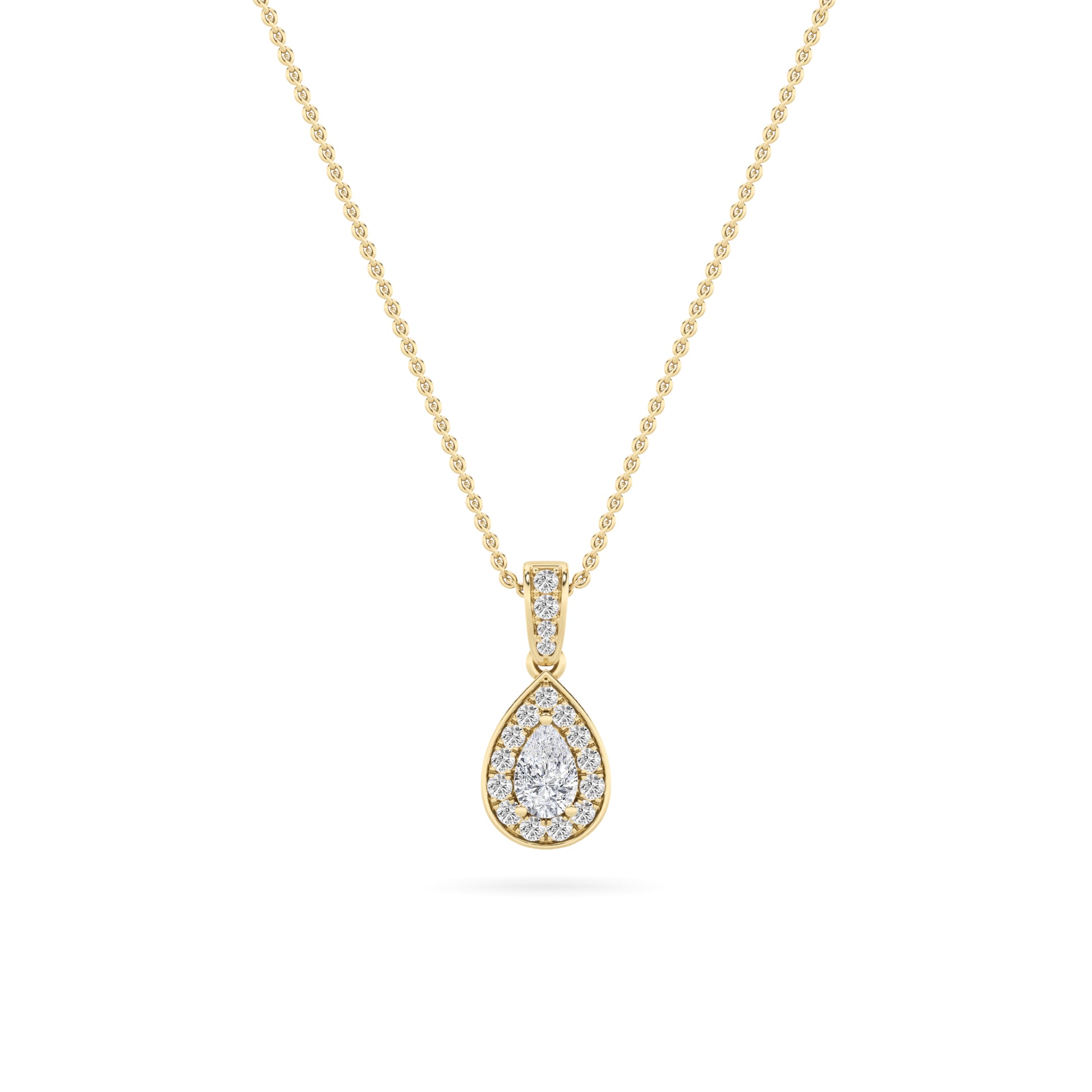 LAB GROWN PEAR SHAPED DIAMOND HALO PENDANT - Brilliance Direct